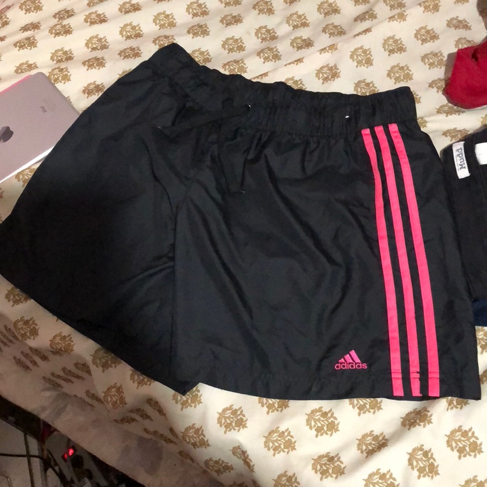Pink and Black Adidas Shorts